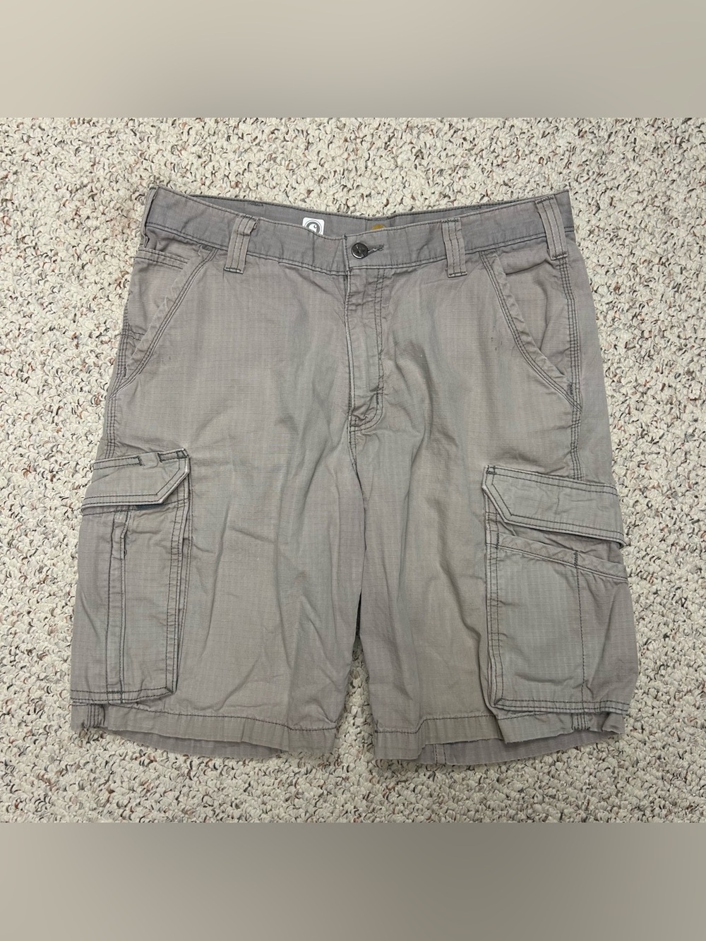 Carhartt Force Relaxed Fit Cargo Shorts Mens 34 Grey Ripstop Cotton 101168-066